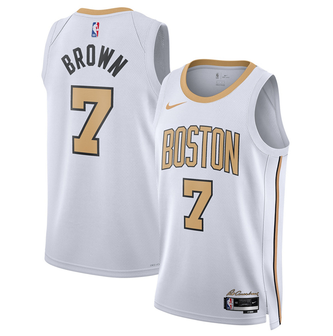 Men's Boston Celtics #7 Jaylen Brown White 2025 26 City Edition Stitched Basketball Jersey