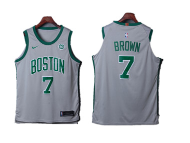 Nike Celtics #7 Jaylen Brown Gray City Edition Authentic Jersey
