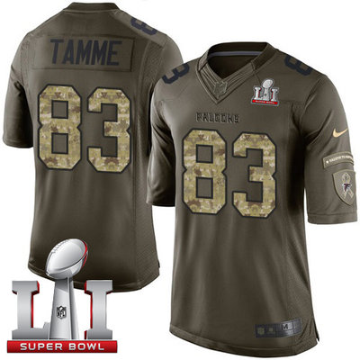 Nike Falcons #83 Jacob Tamme Green Super Bowl LI 51 Men's Stitched NFL Limited Salute To Service Jersey