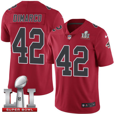 Nike Falcons #42 Patrick DiMarco Red Super Bowl LI 51 Men's Stitched NFL Limited Rush Jersey
