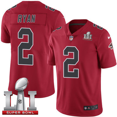 Nike Falcons #2 Matt Ryan Red Super Bowl LI 51 Men's Stitched NFL Limited Rush Jersey
