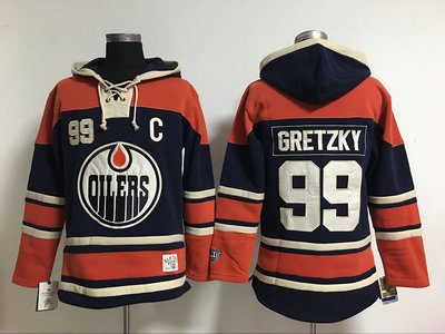 Edmonton Oilers #99 Wayne Gretzky dark Blue Stitched NHL Hoodie