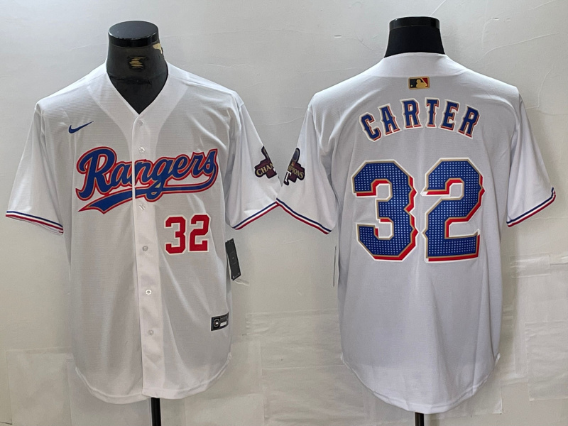 Men's Texas Rangers #32 Evan Carter White Gold Cool Base Stitched Baseball Jersey ebjerseys.com Men's Texas Rangers #32 Evan Carter White Gold Cool Base Stitched Baseball Jersey ebjerseys.com