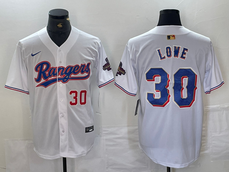 Men's Texas Rangers #30 Nathaniel Lowe White Gold Cool Base Stitched Baseball Jersey 3