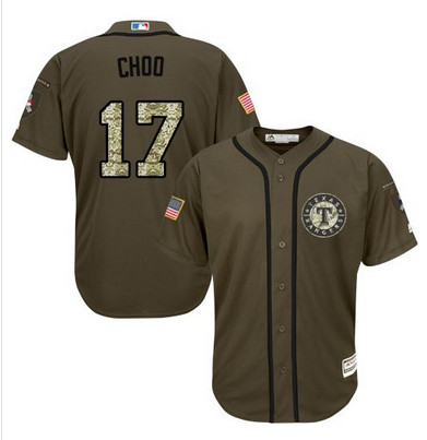 Rangers #17 Shin-Soo Choo Green Salute to Service Stitched MLB Jersey