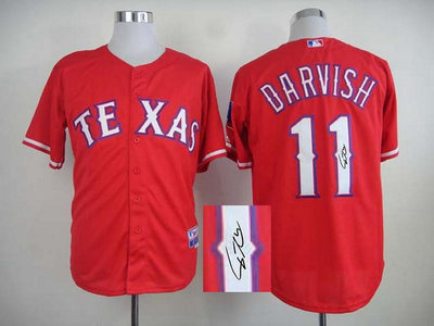 Texas Rangers #11 Yu Darvish red MLB Jerseys(Signed)
