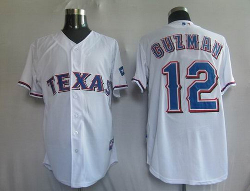 Texas Rangers 12 Guzman white Jerseys
