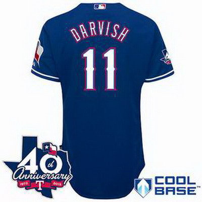 Texas Rangers # 11 Yu Darvish Blue w 40th Anniversary Patch