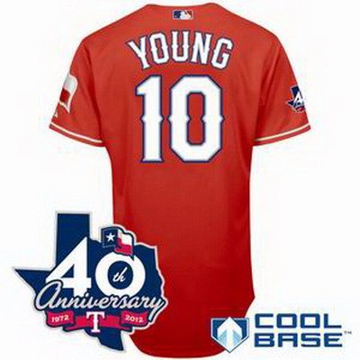 Texas Rangers 10# Michael Young red w 40th Anniversary Patch