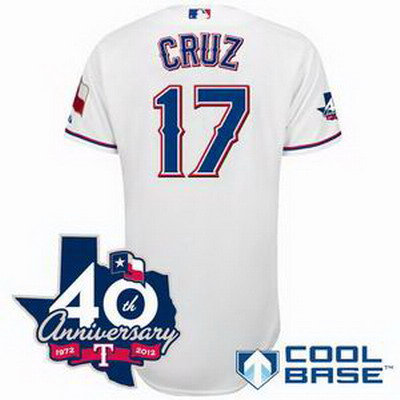 Texas Rangers 17# Nelson Cruz white w 40th Anniversary Patch