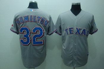 Texas Rangers 32 Josh Hamilton Grey Jerseys