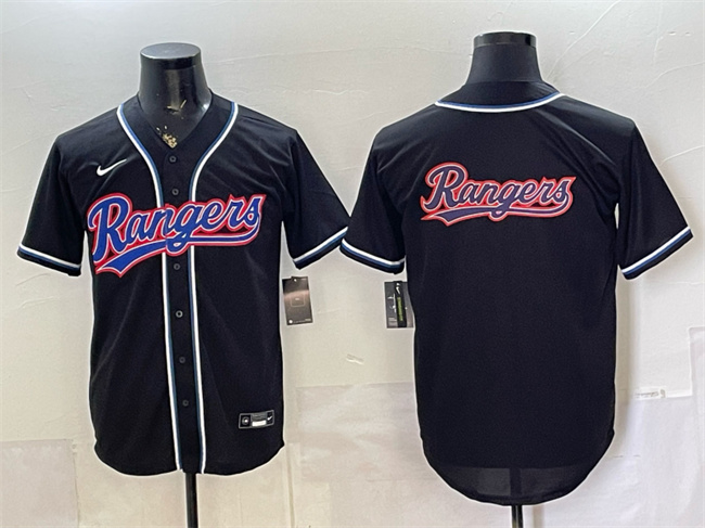 Men's Texas Rangers Team Big Logo 2026 Fashion Replica Black Out Stitched Baseball Jerseys