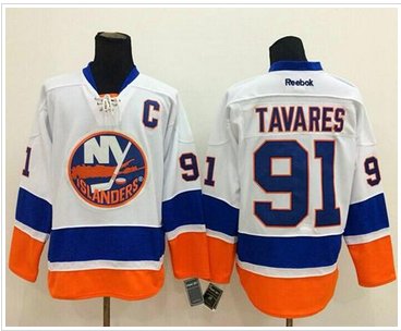 New York Islanders #91 John Tavares Stitched White NHL Jersey