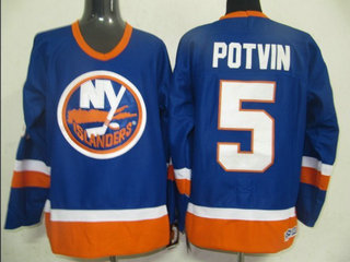 NHL Jerseys New York Islanders 5 Potvin Blue