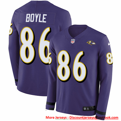Nike Ravens #86 Nick Boyle Purple Team Color Men's Stitched NFL Limited Therma Long Sleeve Jersey