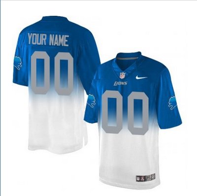 Men's Nike Detroit Lions Customized Limited Light BlueWhite Fadeaway NFL Jersey