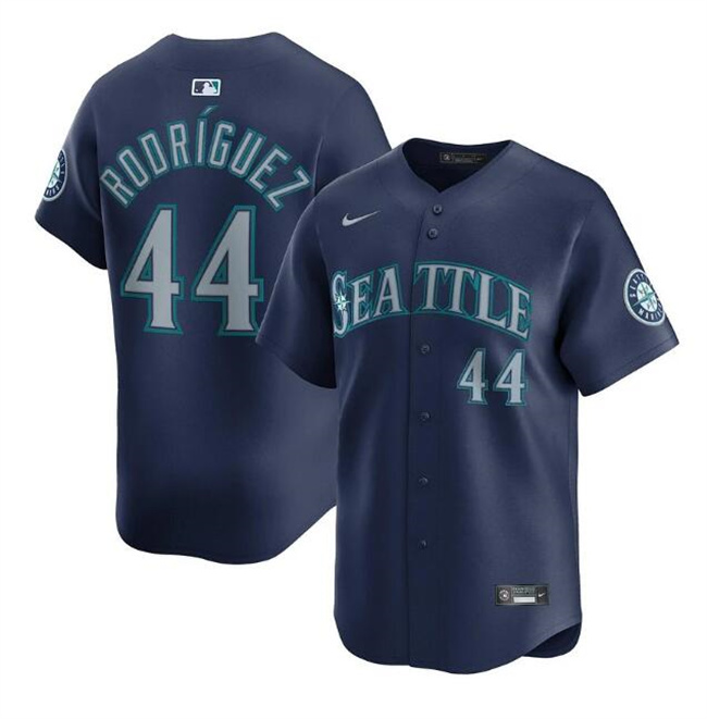 Men's Seattle Mariners #44 Julio Rodríguez Navy Limited Stitched Baseball Jersey Men's Seattle Mariners #44 Julio Rodríguez Navy Limited Stitched Baseball Jersey