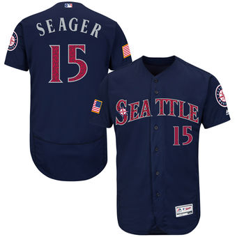 Seattle Mariners Kyle Seager Majestic Fashion Stars & Stripes FlexBase Player Jersey - Navy