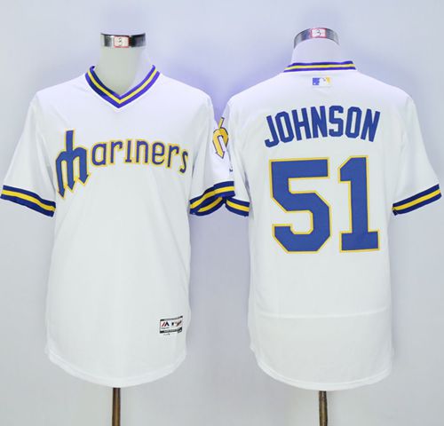 Mariners #51 Randy Johnson White Flexbase Authentic Collection Cooperstown Stitched MLB Jersey Mariners #51 Randy Johnson White Flexbase Authentic Collection Cooperstown Stitched MLB Jersey