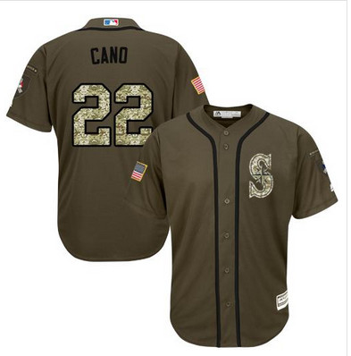 Mariners #22 Robinson Cano Green Salute to Service Stitched MLB Jersey