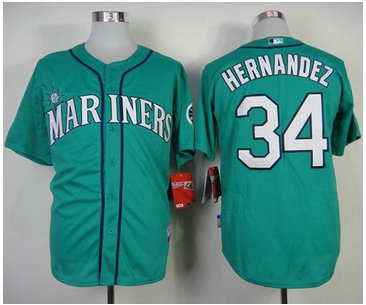 Seattle Mariners #34 Felix Hernandez Green Cool Base Stitched Baseball Jersey