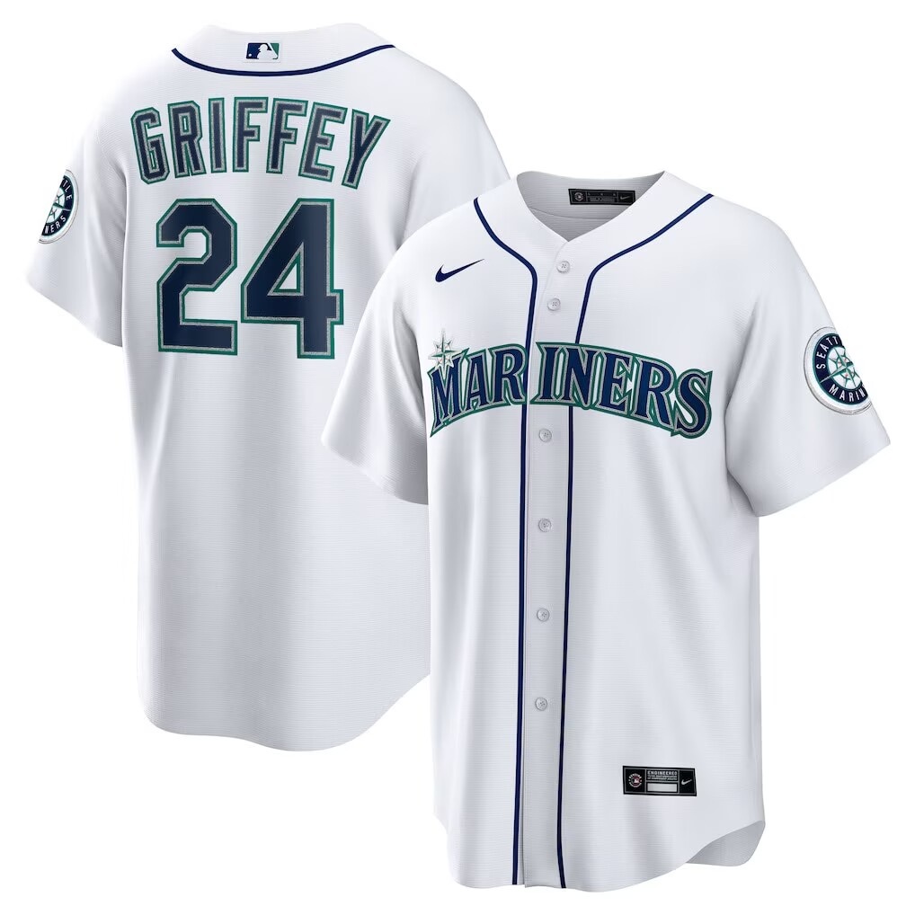 Men's Mariners 24 Ken Griffey Jr. White Cool Base Jersey