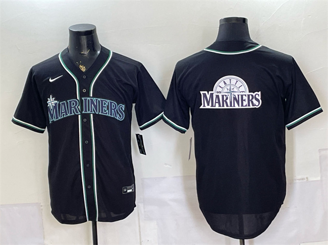 Men's Seattle Mariners Team Big Logo 2026 Fashion Replica Black Out Stitched Baseball Jerseys