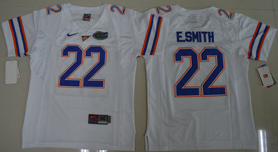 Gators #22 E.Smith White Embroidered Youth NCAA Jersey