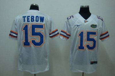 Gators #15 Tim Tebow White Embroidered NCAA Jersey