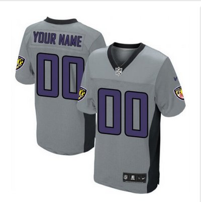 Men's Nike Baltimore Ravens Customized Limited Grey Shadow NFL Jersey