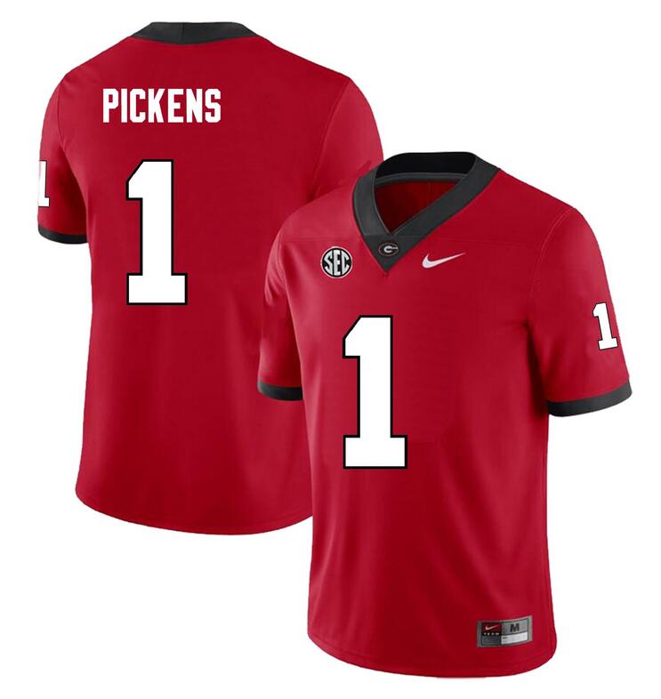 Men's Georgia Bulldogs #1 George Pickens Red Stitched Football Jersey Men's Georgia Bulldogs #1 George Pickens Red Stitched Football Jersey