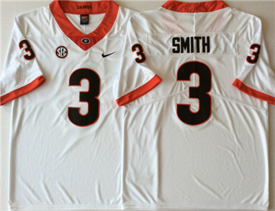 Georgia Bulldogs #3 Roquan Smith White College Football Jersey