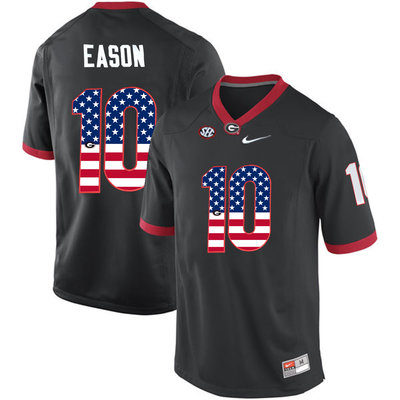 Georgia Bulldogs 10 Jacob Eason Black USA Flag College Football Jersey
