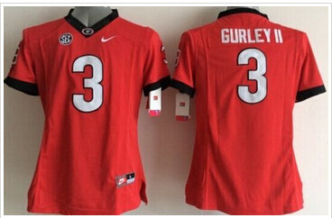 Women's Bulldogs #3 Todd Gurley II Red Stitched NCAA Jersey