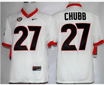 Bulldogs #27 Nick Chubb White Limited Stitched NCAA Jersey