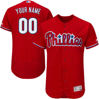 Men's Philadelphia Phillies Majestic Alternate Scarlet Flex Base Authentic Collection Custom Jersey
