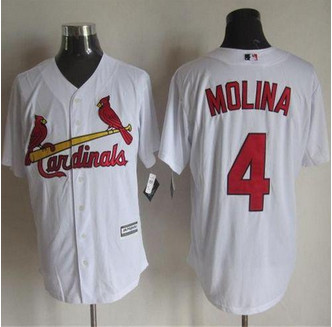 St. Louis Cardinals #4 Yadier Molina White New Cool Base Stitched Baseball Jersey St. Louis Cardinals #4 Yadier Molina White New Cool Base Stitched Baseball Jersey