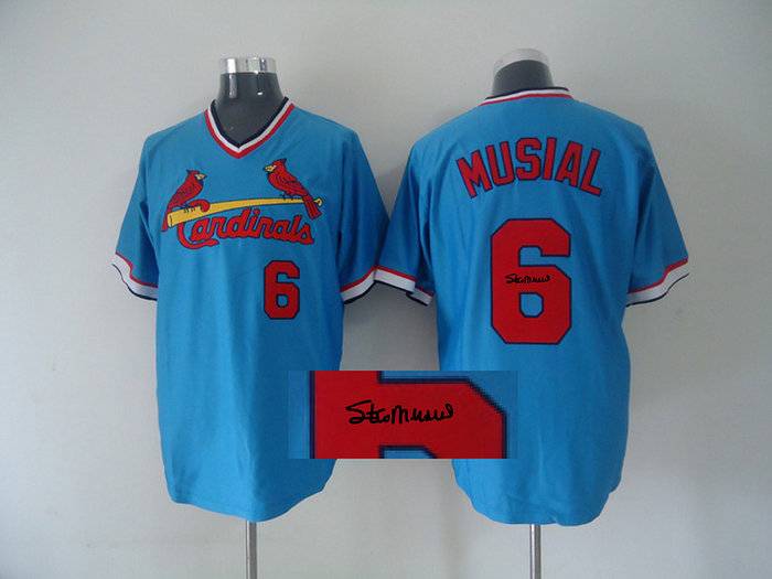 St Louis Cardinals 6# Stan Musial Blue MLB Jerseys(Signed) St Louis Cardinals 6# Stan Musial Blue MLB Jerseys(Signed)