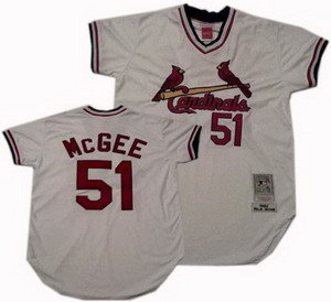 St Louis Cardinals 51 Willie McGee white throwback jerseys