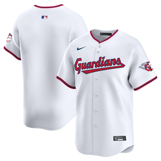 Men's Cleveland Guardians Blank White Home Limited Stitched Baseball Jersey Men's Cleveland Guardians Blank White Home Limited Stitched Baseball Jersey