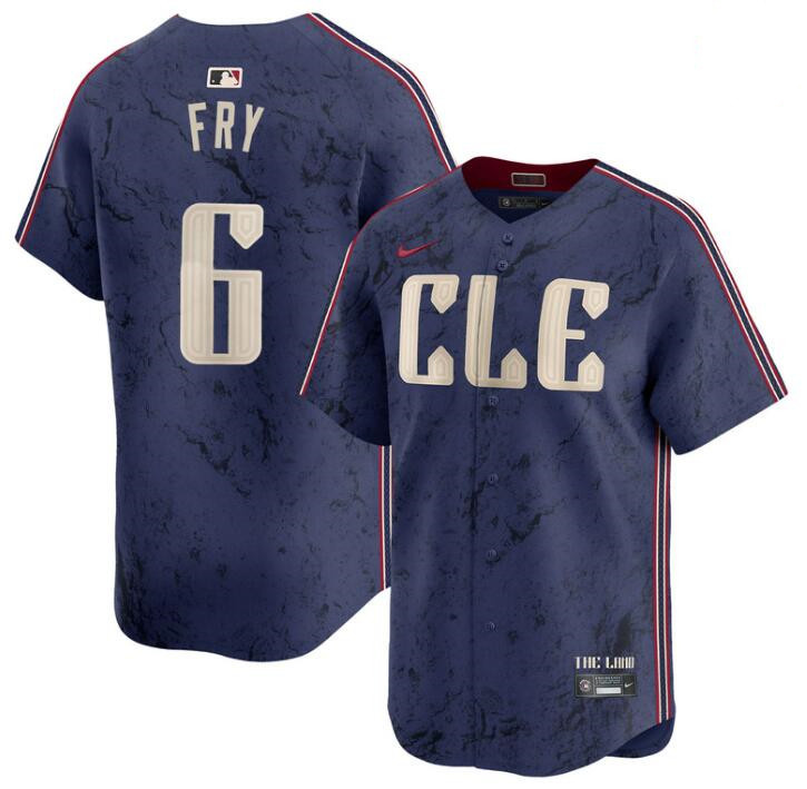 Men's Cleveland Guardians #6 David Fry Navy 2024 City Connect Limited Stitched Baseball Jersey Men's Cleveland Guardians #6 David Fry Navy 2024 City Connect Limited Stitched Baseball Jersey