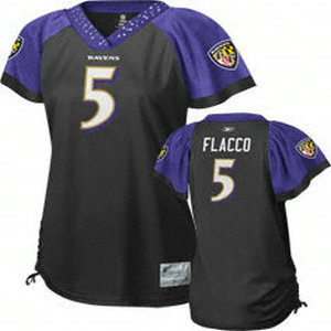 Baltimore Ravens Womennull Joe Flacco #5 Black Jersey