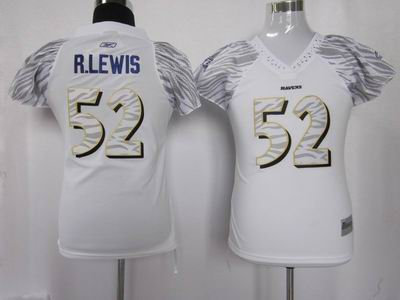 Women Zebra Field Flirt Fashion Jersey Batlimore Ravens 52 Ray Lewis white Jersey