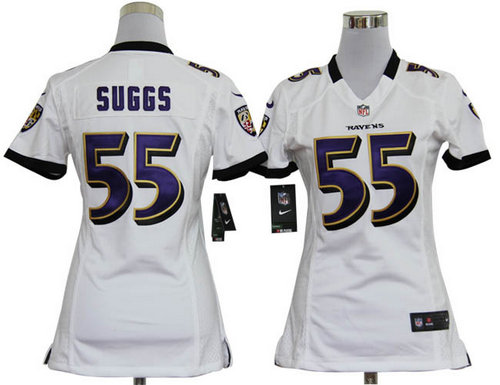 Women Nike Baltimore Ravens 55 Terrell Suggs White Jerseys