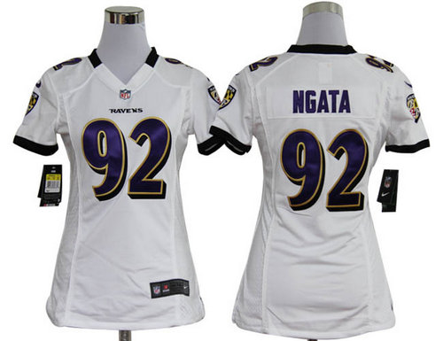 Women Nike Baltimore Ravens 92 Haloti Ngata White Jerseys