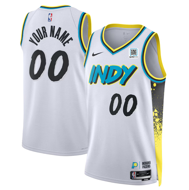 Men's Indiana Pacers Active Player Custom White 2024 25 City Edition Stitched Basketball Jersey Men's Indiana Pacers Active Player Custom White 2024 25 City Edition Stitched Basketball Jersey
