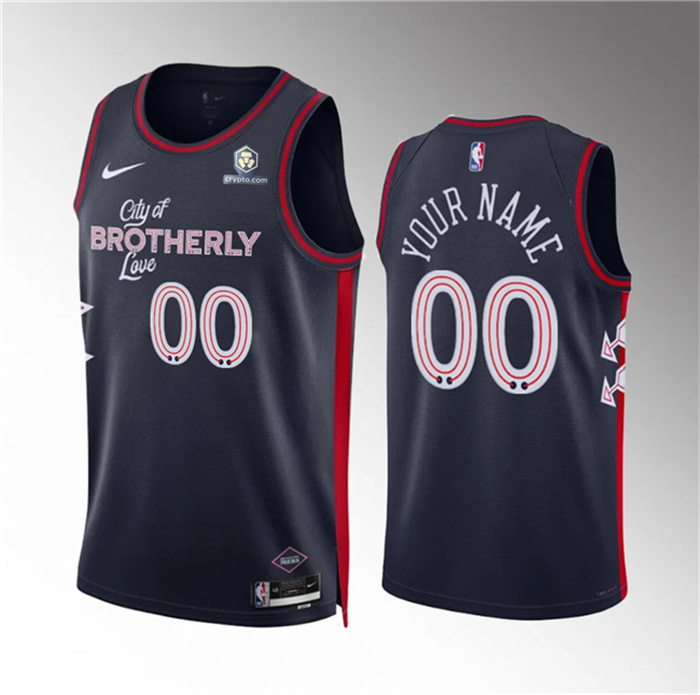 Men's Philadelphia 76ers Active Player Custom Navy 2023 24 City Edition Stitched Jersey