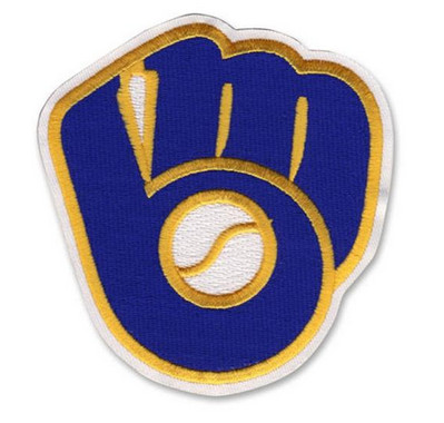 Stitched MLB Milwaukee Brewers Glove & Ball Retro Logo Patch (White Border)