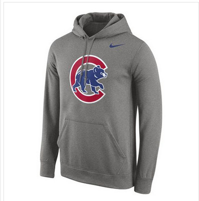 Chicago Cubs Nike Logo Performance Pullover Gray MLB Hoodie