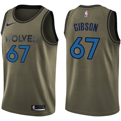 Nike Timberwolves #67 Taj Gibson Green Salute to Service Youth NBA Swingman Jersey